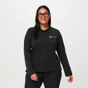 Black FIGSPRO™ Pique Longsleeve Polo- Medium- Lightly Worn